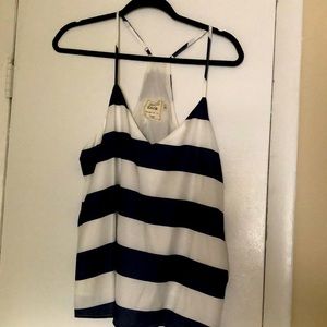 T Back stripe camisole. Blue and white.